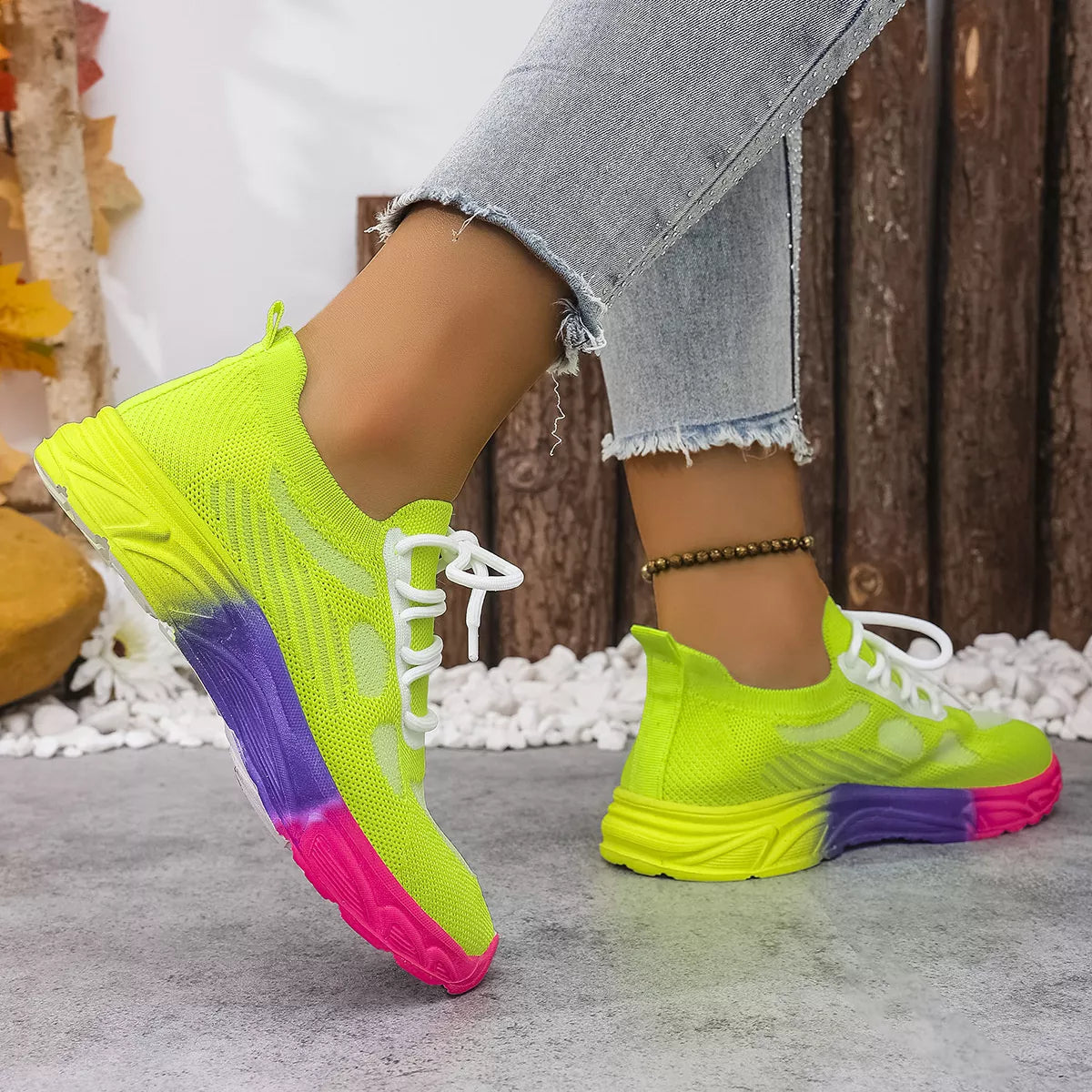 Lace Up Round Toe Sneakers - Lilixa.store