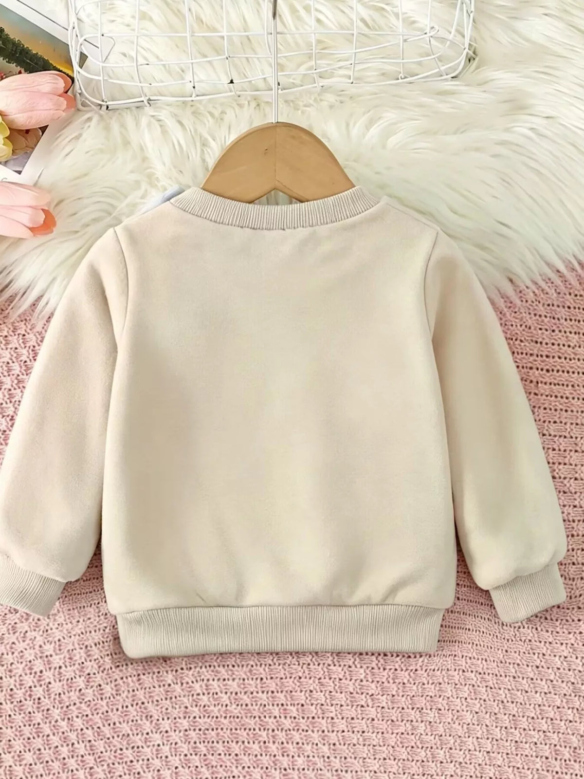 Children's Joy to the World Graphic Crew Neck Sweatshirt in Beige, view 5