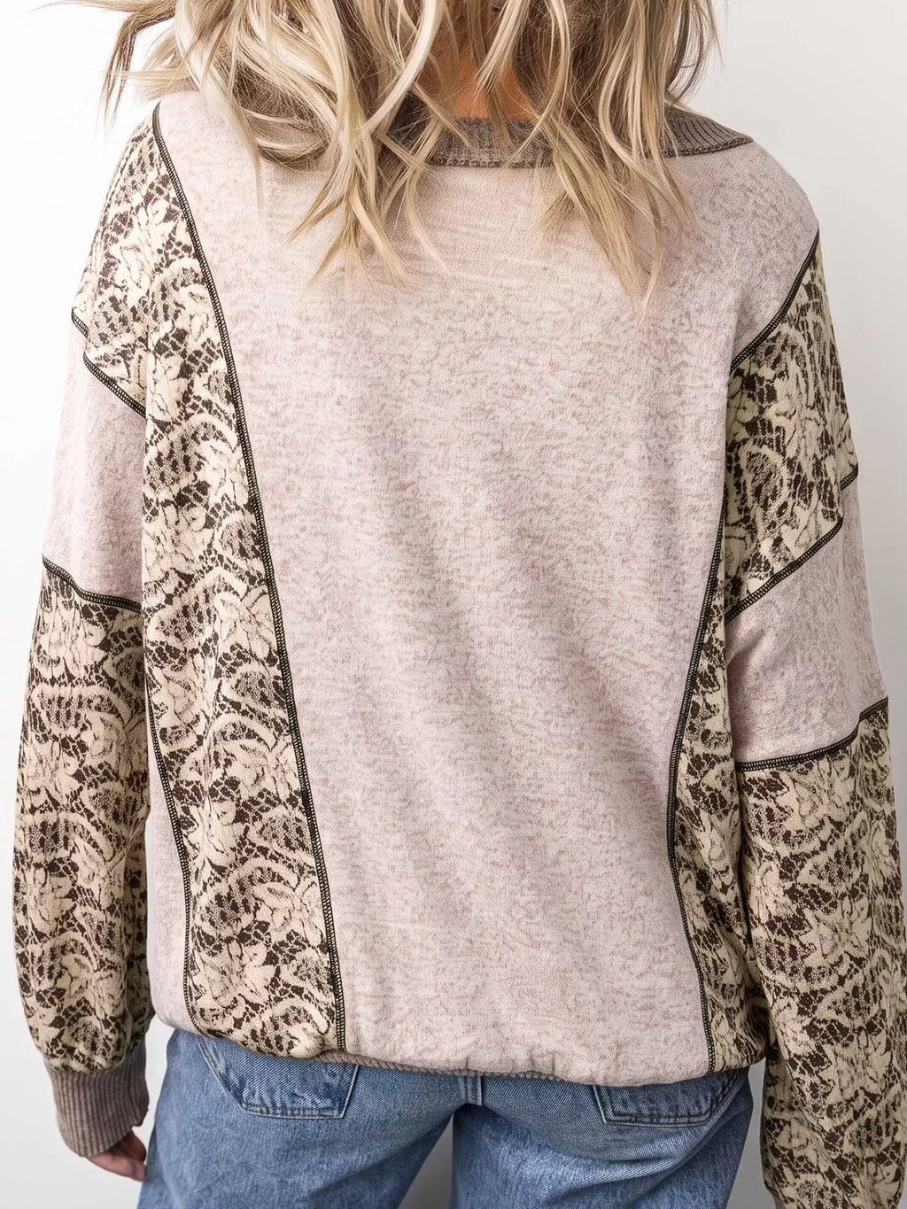 Floral Print Round Neck Long Sleeve Shift Top - Lilixa.store