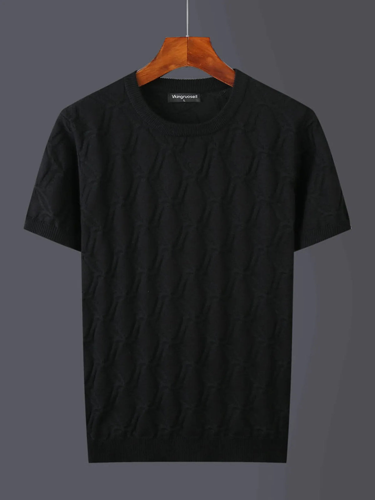 Men's Plus Size Textured Round Neck Short Sleeve Knit Top