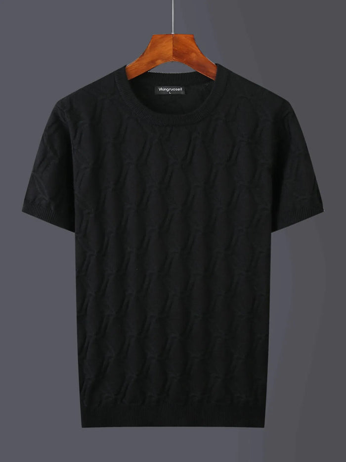 Men's Plus Size Textured Round Neck Short Sleeve Knit Top - Lilixa.store