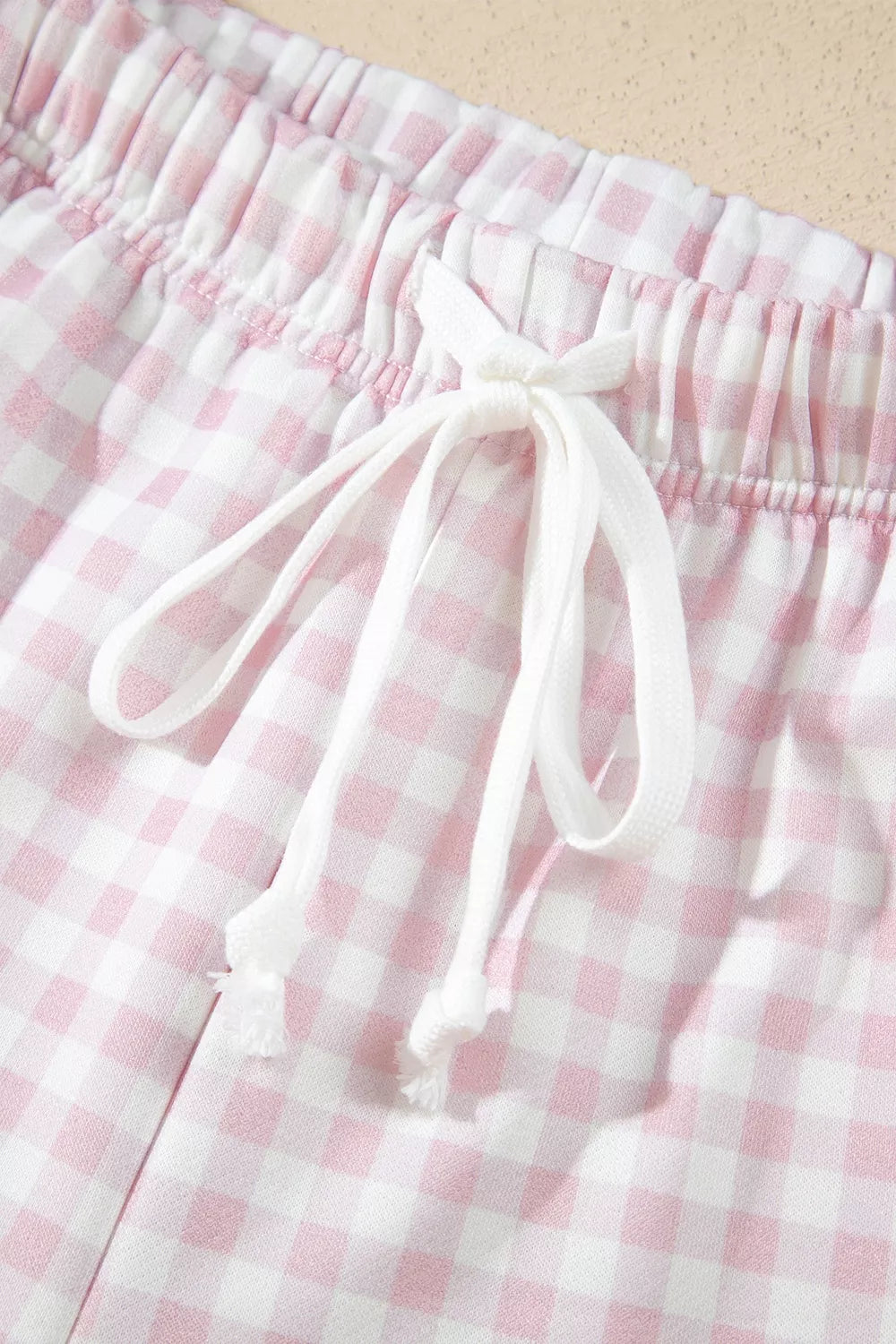 Gingham Long Sleeve Sweatshirt and Shorts Set - Lilixa.store
