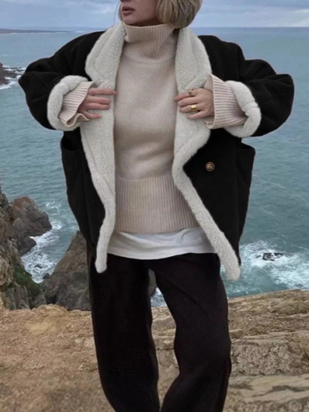 Plush Lined Dropped Shoulder Outerwear - Lilixa.store