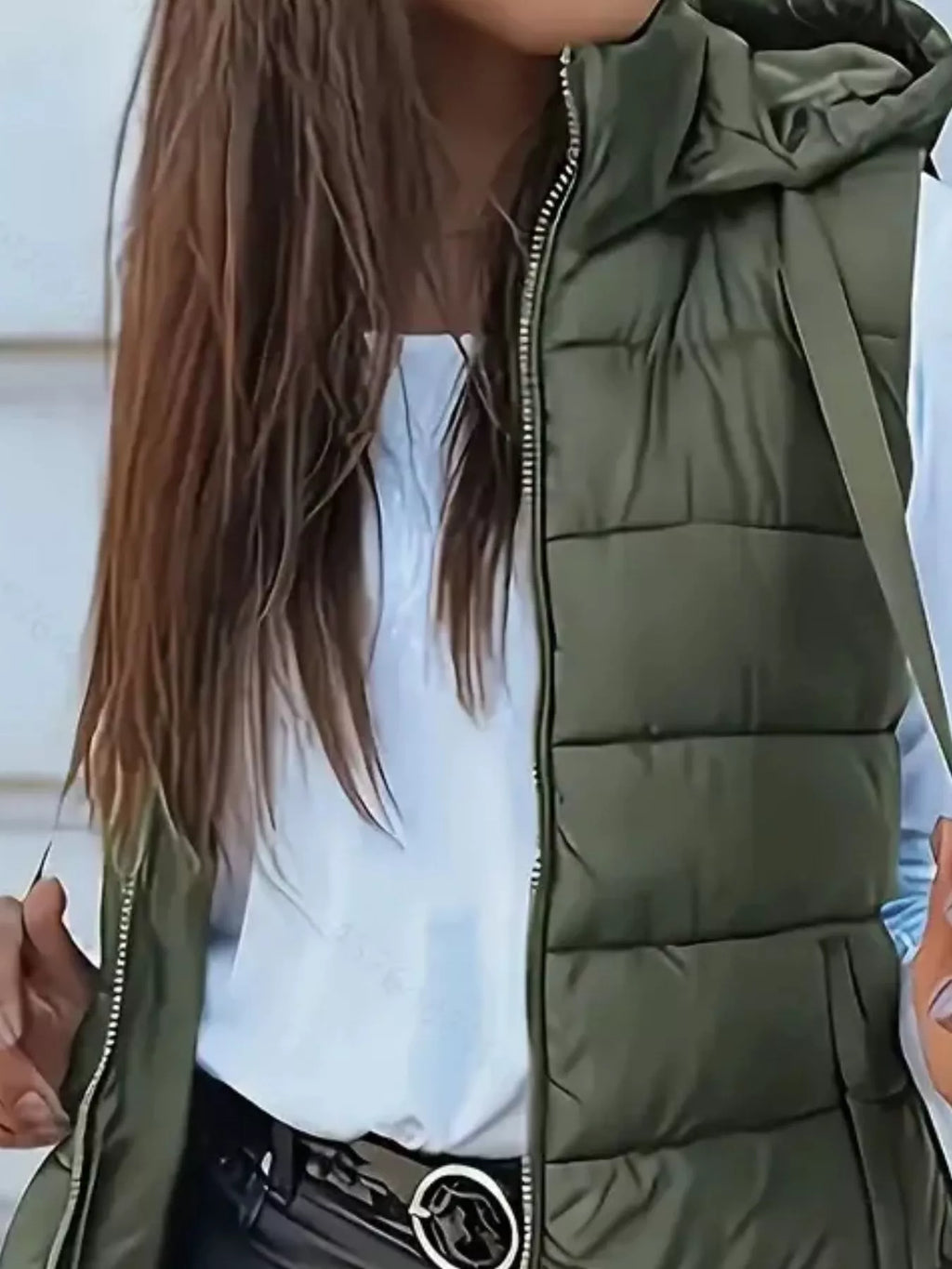 Zip Up Longline Hooded Puffer Vest Coat - Lilixa.store
