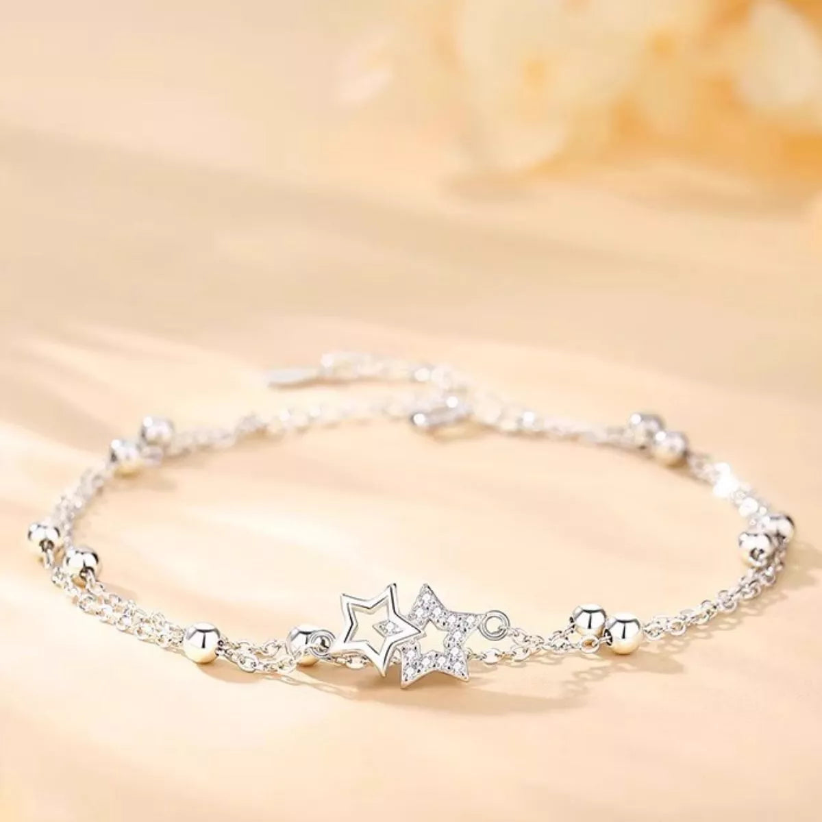 925 Sterling Silver Zircon Star Chain Bracelet - Lilixa.store