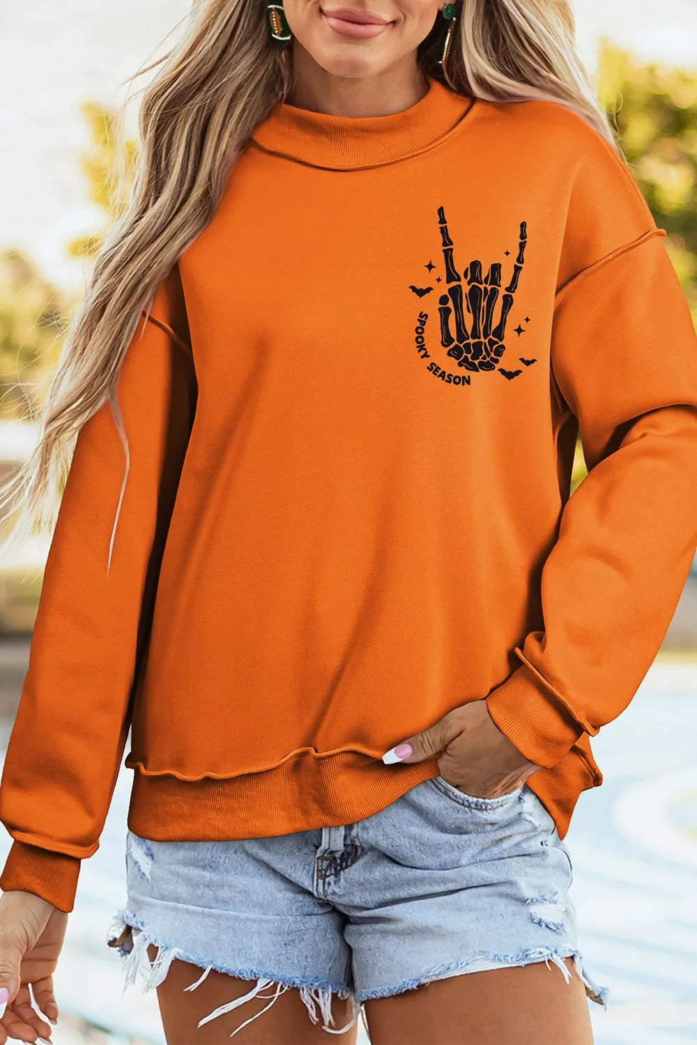 Spooky Season Mock Neck Reversible Halloween Sweatshirt - Lilixa.store