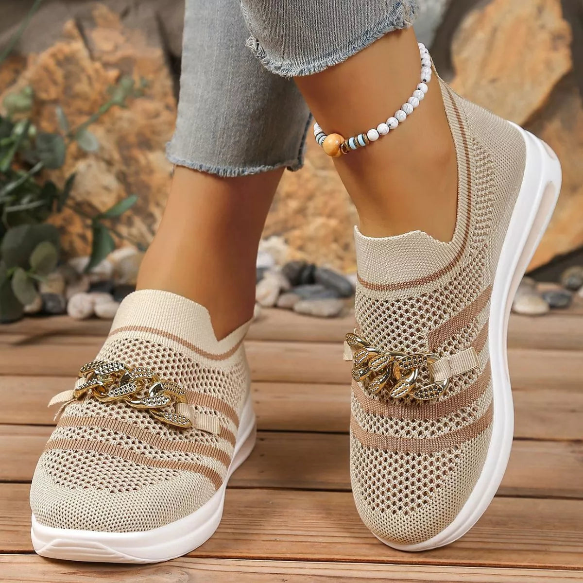 Round Toe Mesh Slip-Ons, view 2