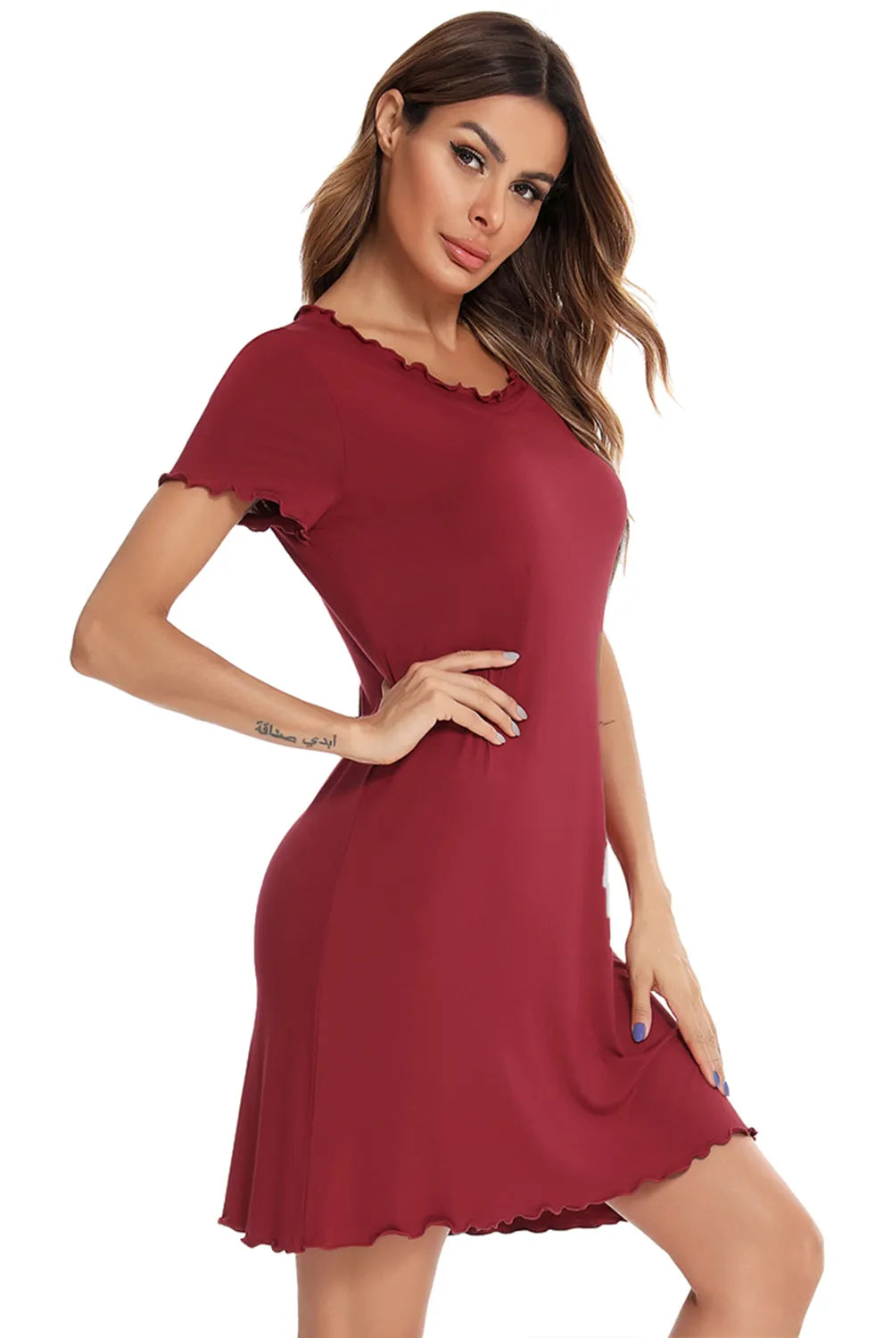 Round Neck Short Sleeve Lounge Dress - Lilixa.store