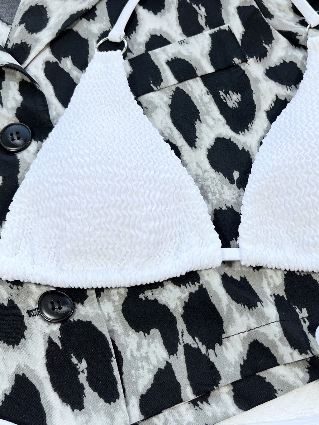Textured Halter Neck Tie Side Bikini Set - Lilixa.store