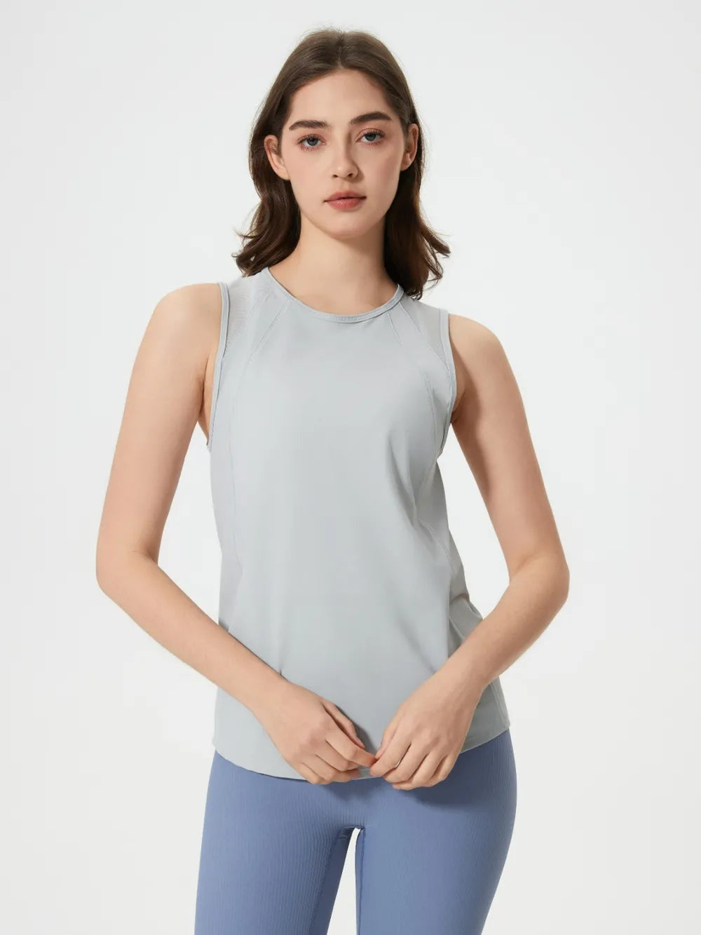Millennia Cutout Back Round Neck Active Tank - Lilixa.store
