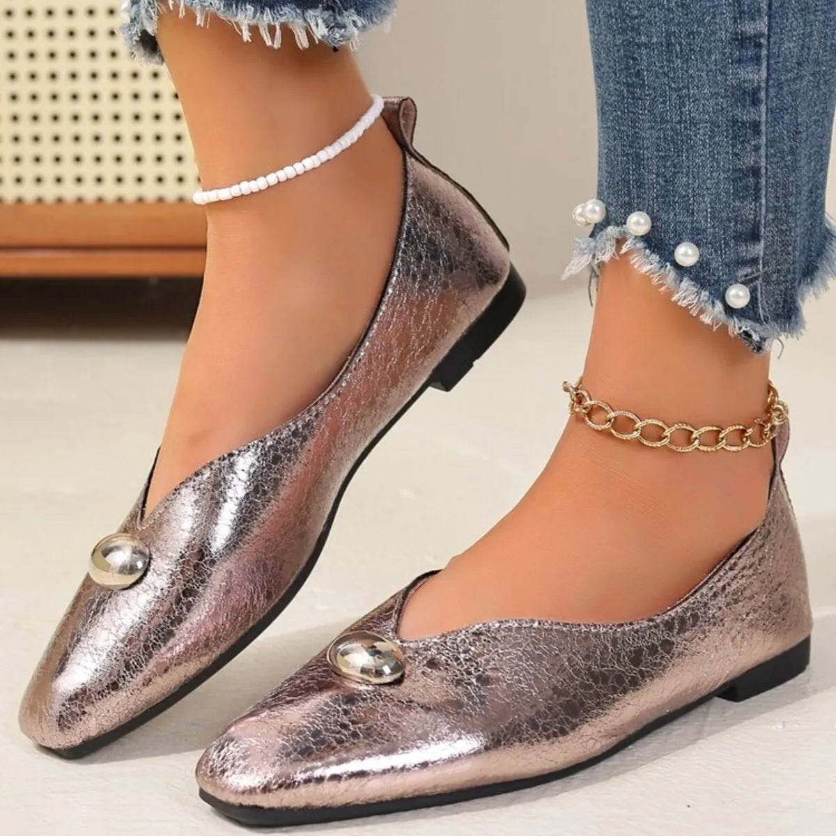 Square Toe Flats Slip-Ons, view 2
