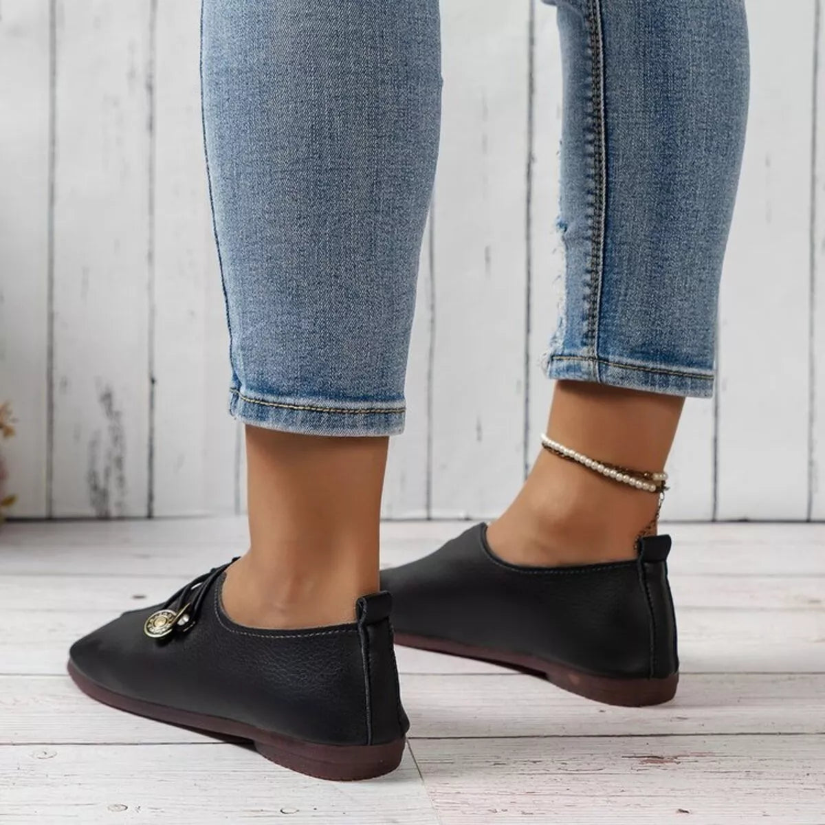 Casual Button Detail Slip-Ons, view 6