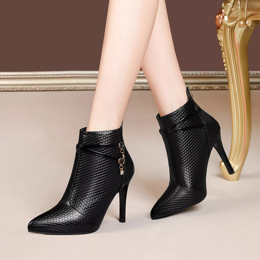 Pointed-Toe Stiletto Ankle Boots, view 4