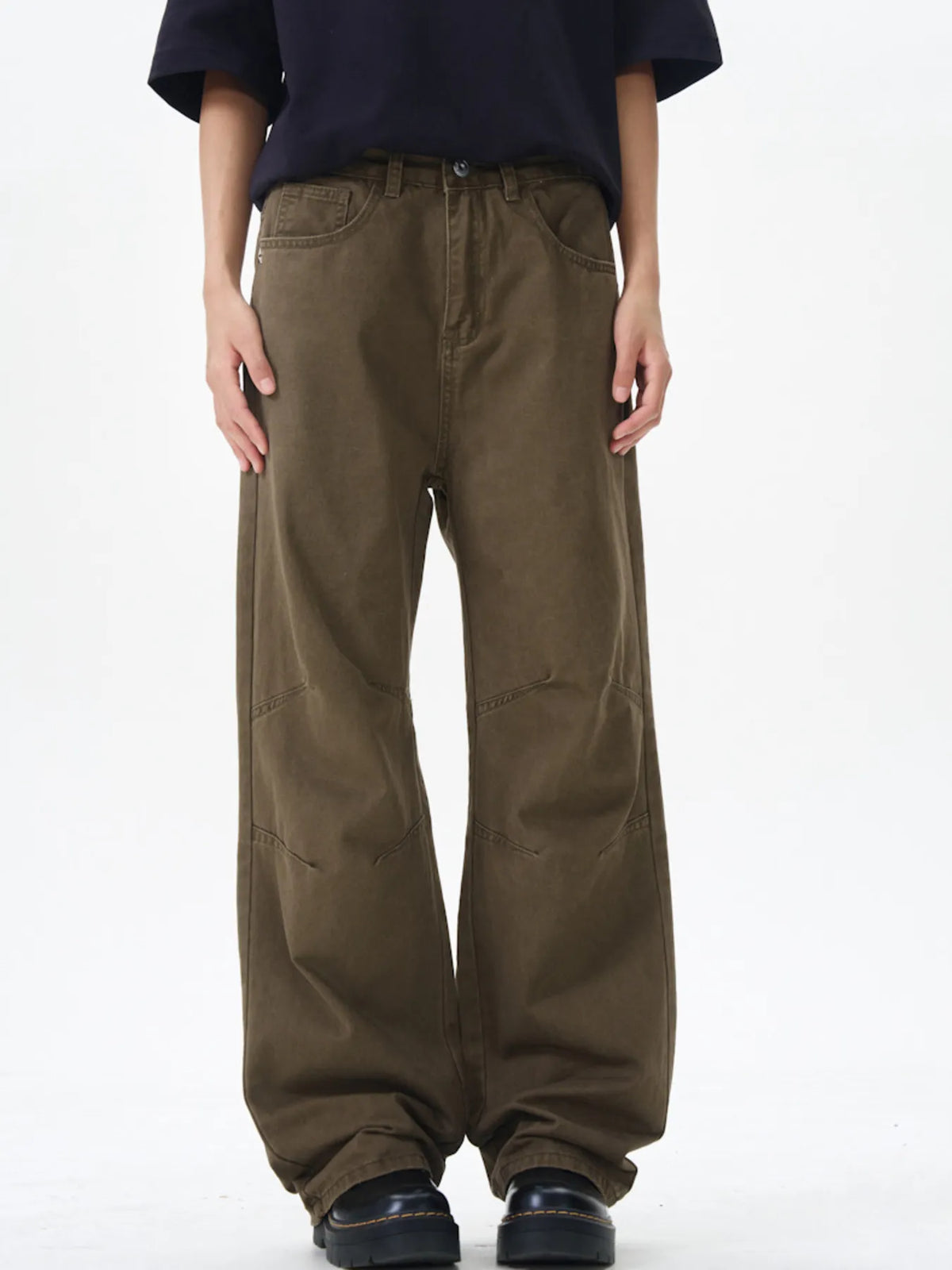 Men's Wide Leg Casual Pants in Coffee
