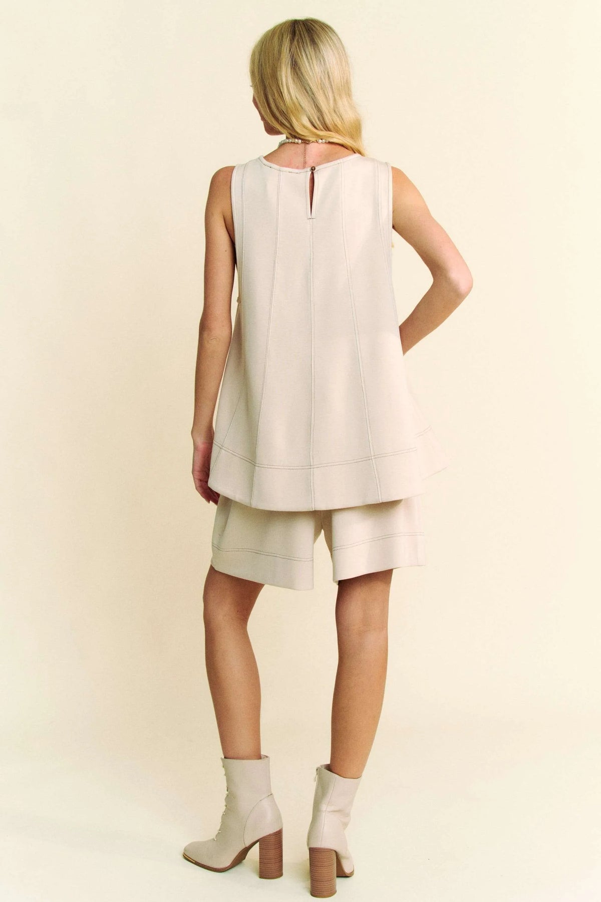 Davi & Dani Contrast Seam Top and Short Set - Lilixa.store