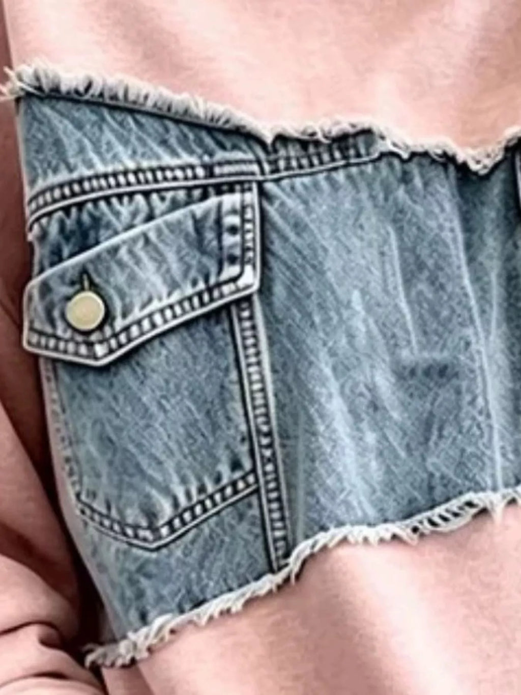 Full Size Denim Patchwork Dropped Shoulder Sweatshirt Plus Size - Lilixa.store