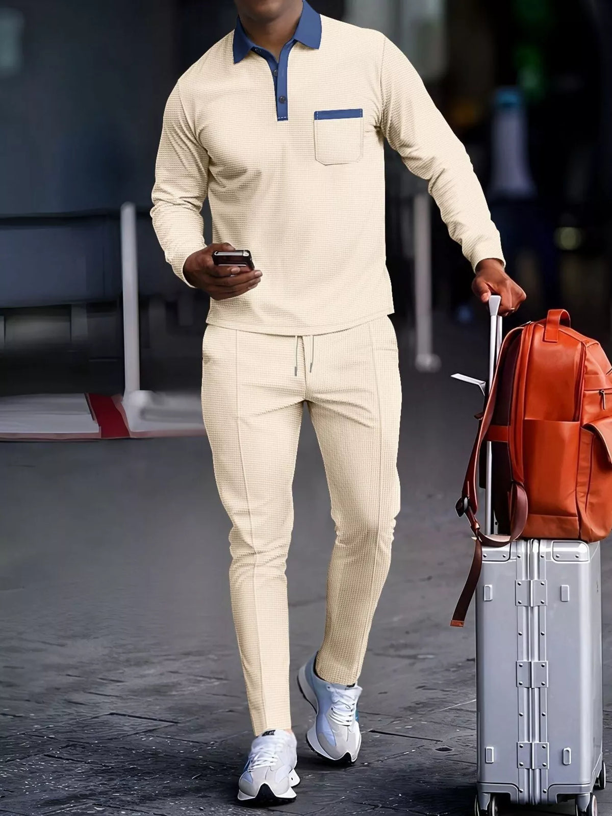 Men's Full Size Long Sleeve Top and Pants Set Plus Size - Lilixa.store