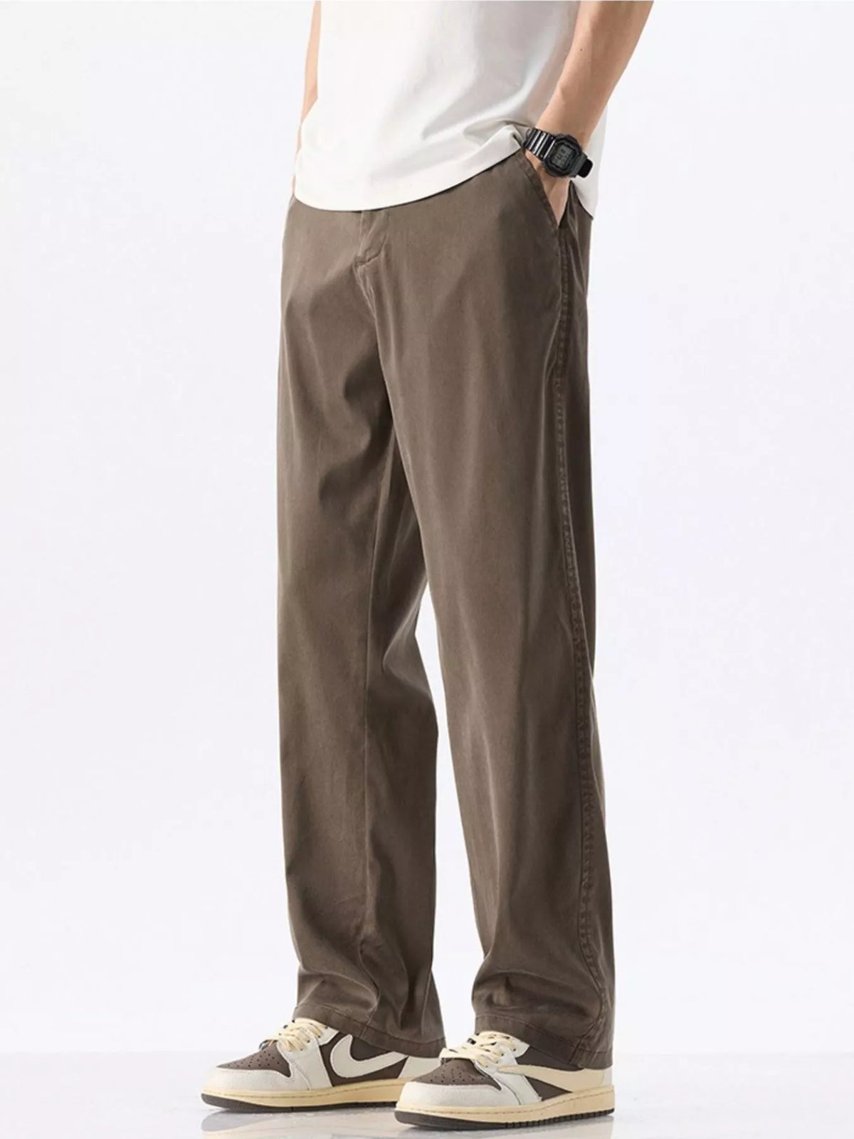 Men's Wide Leg Pants in Coffee