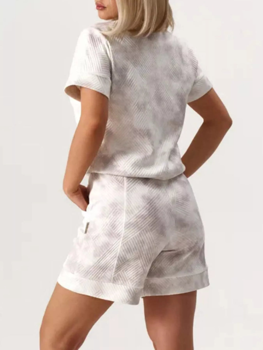 Half Zip Short Sleeve Top and Shorts Set - Lilixa.store