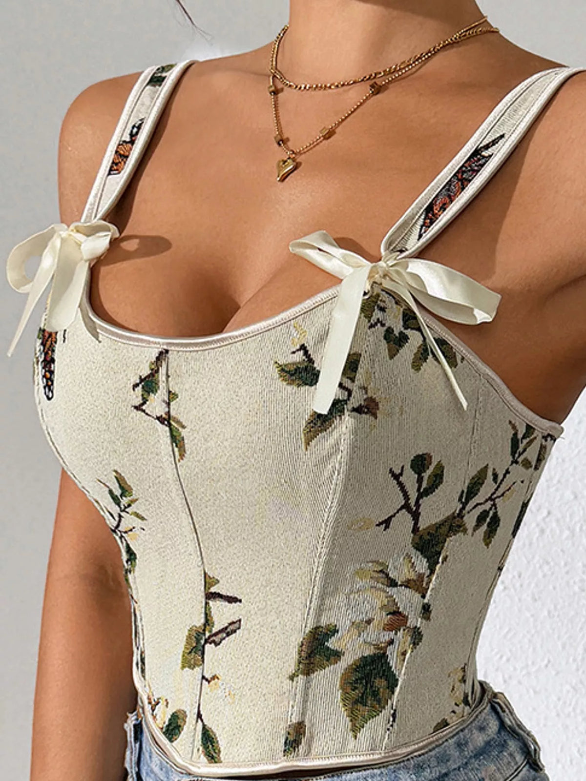 Floral Lace Up Back Tank, view 9