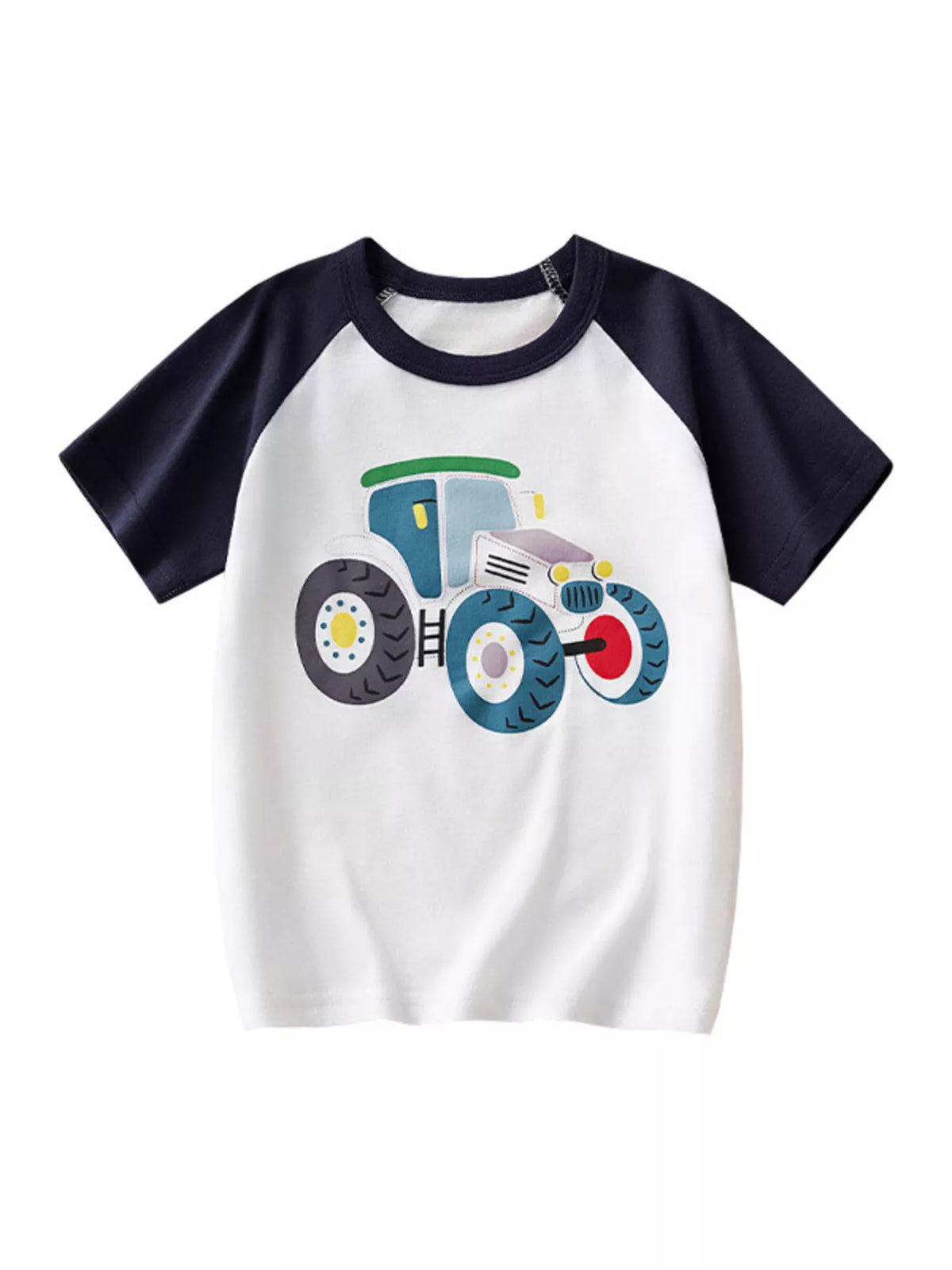 Children's Cartoon Tractor Raglan Sleeve T-Shirt - Lilixa.store