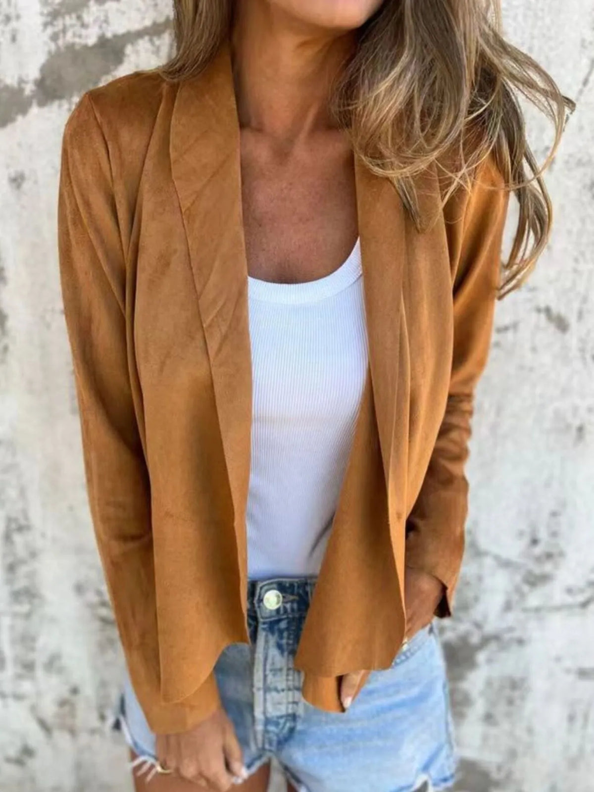 Full Size Open Front Casual Cardigan Plus Size in Mustard