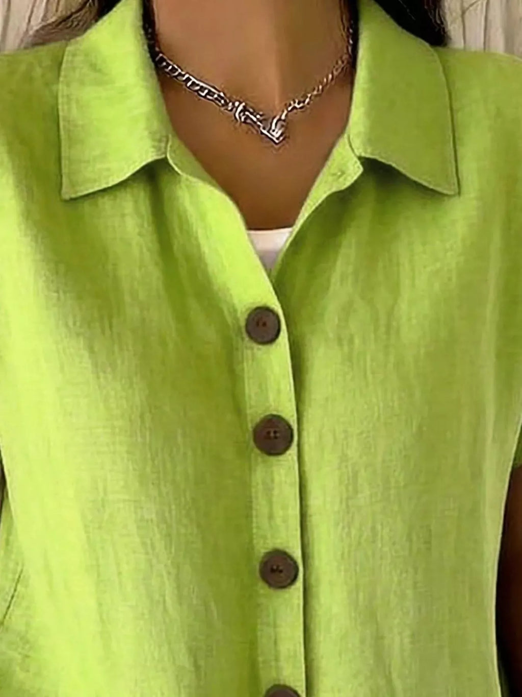 Full Size Button-Down Short Sleeve Shirt Plus Size - Lilixa.store