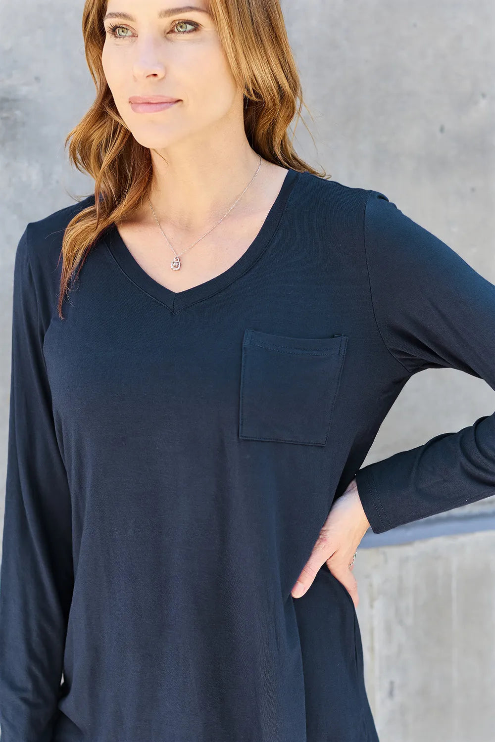 Basic Bae Full Size V-Neck Long Sleeve Top - Lilixa.store