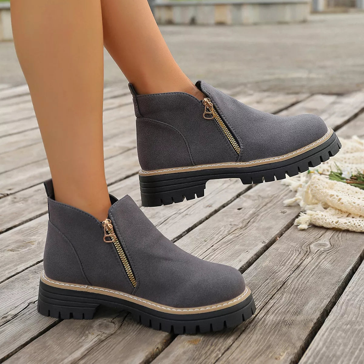 Side Zipper Ankle Boots - Lilixa.store