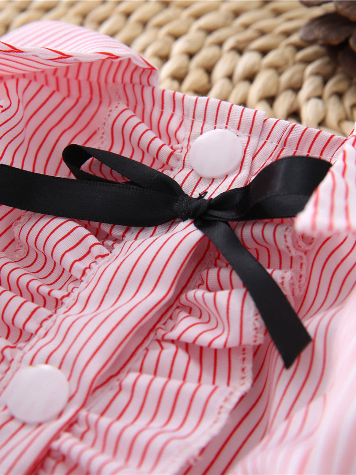 Striped Ruffle Pet Top with Bow - Lilixa.store