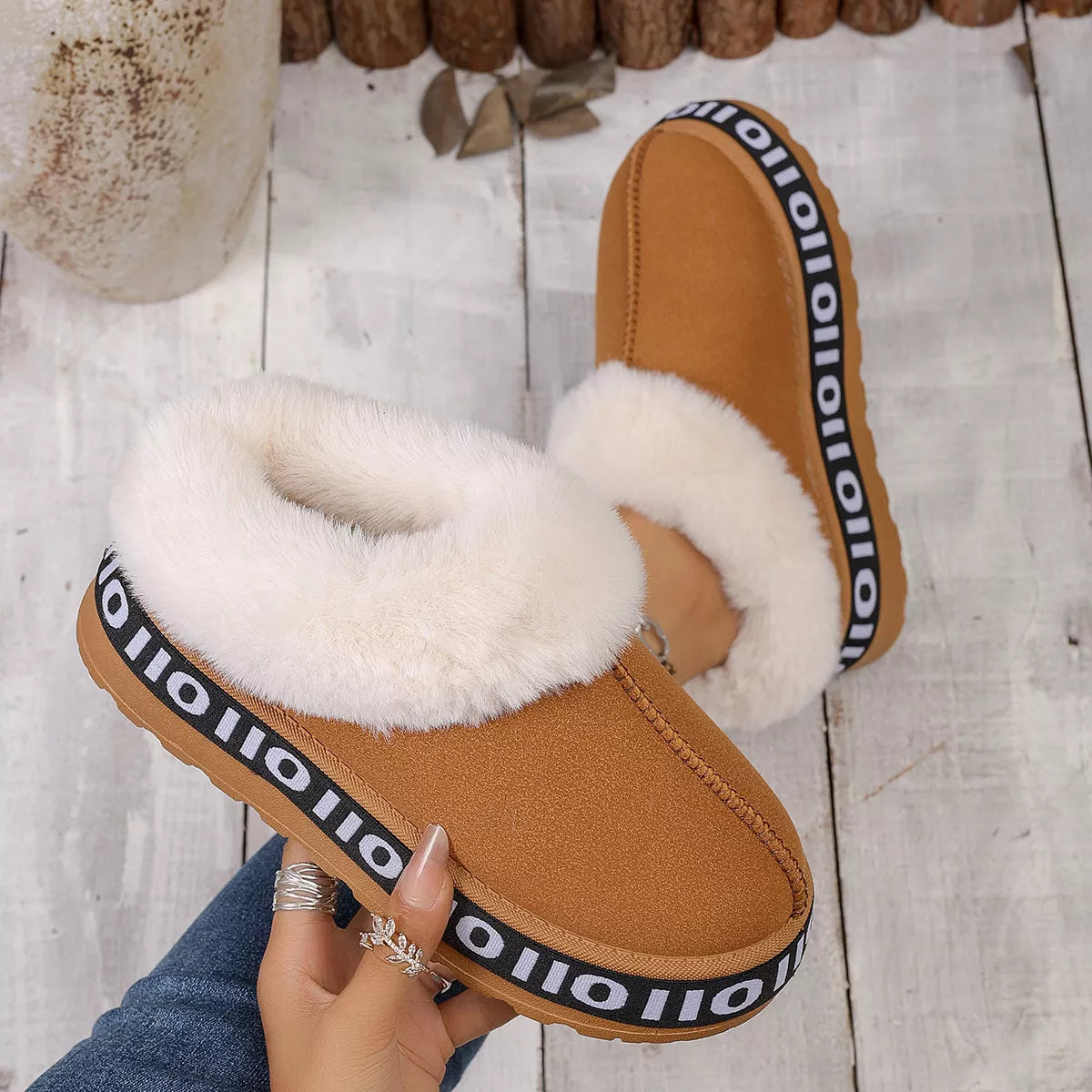 Round Toe Plush Lined Ankle Boots - Lilixa.store