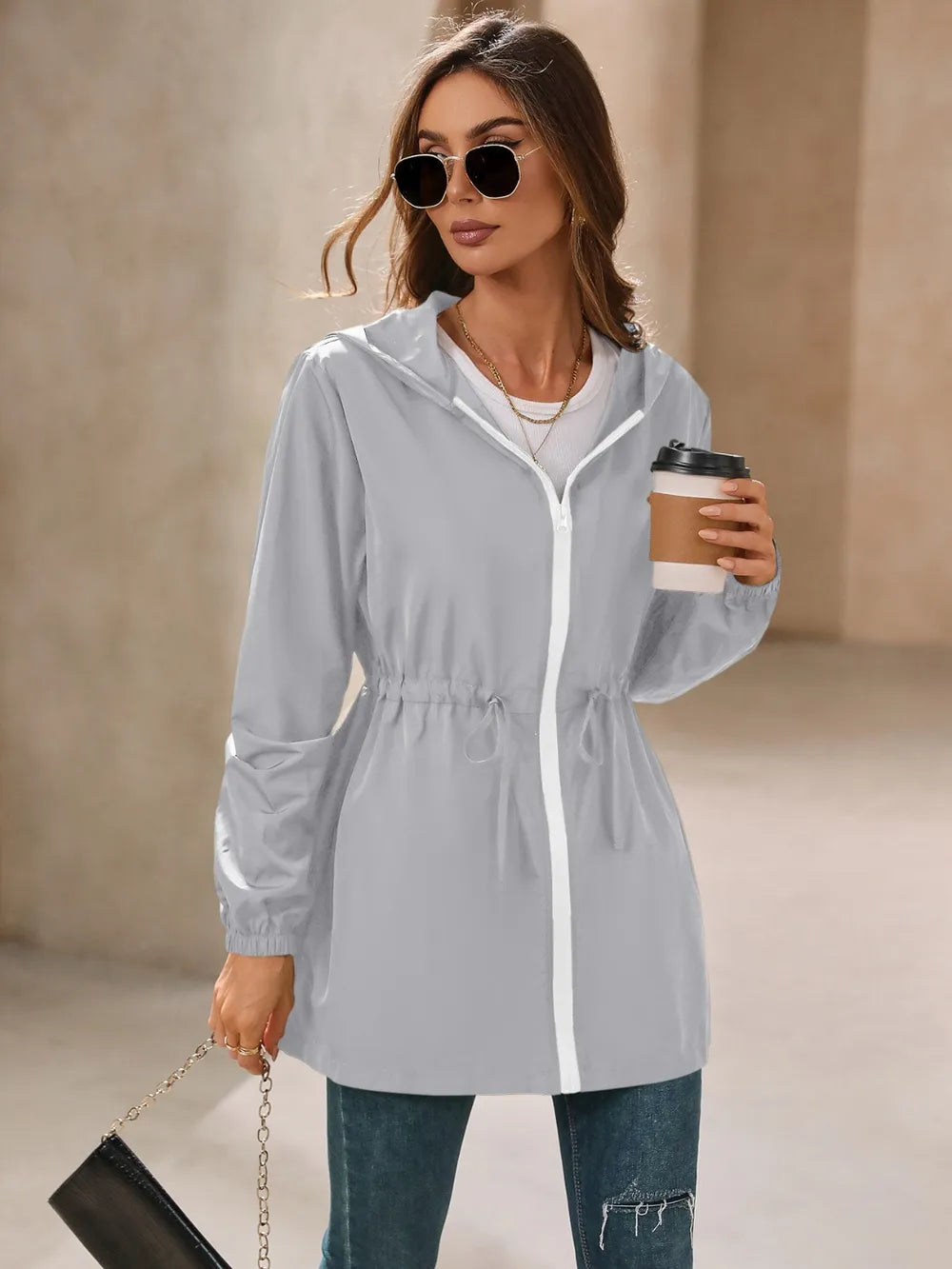 Ivy Lane Outdoor Waterproof Long Sleeve Hooded Windbreaker, view 11