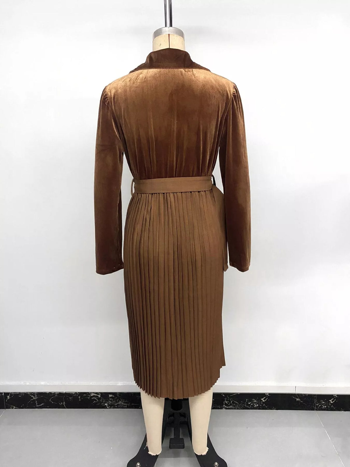 Velvet Pleated Midi Blazer Dress