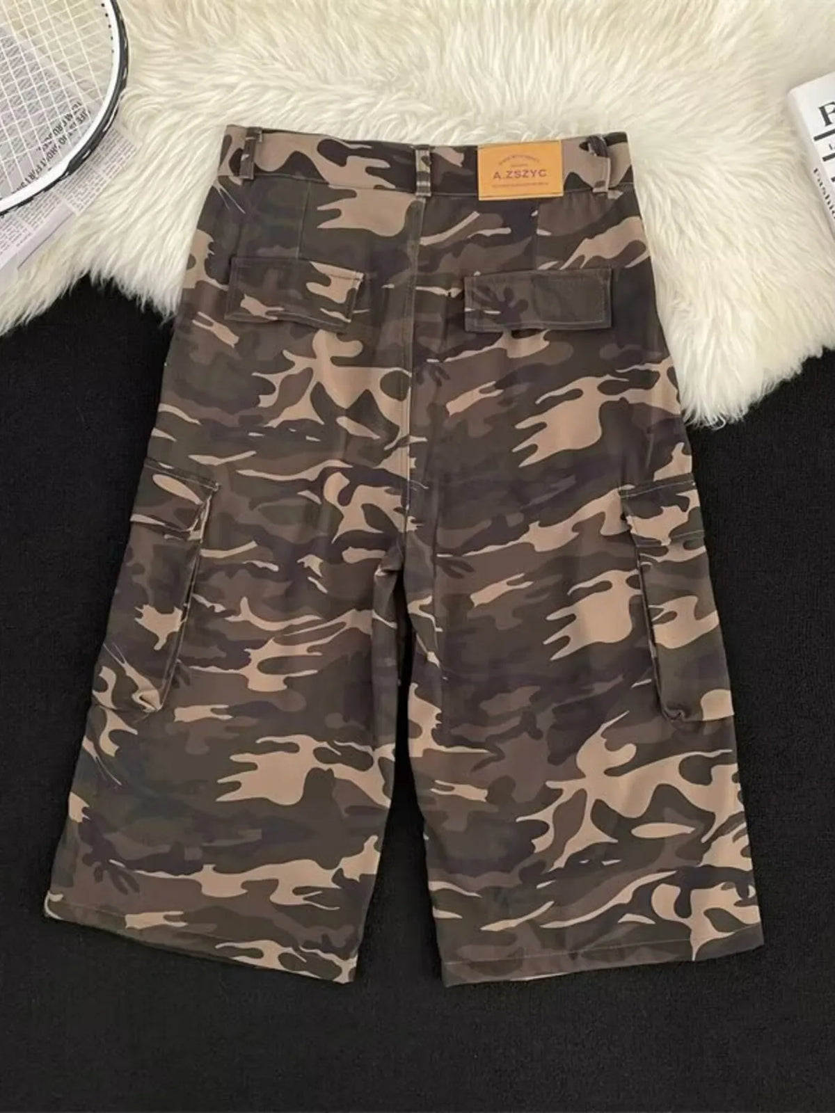 Men's Camouflage Cargo Shorts with Multiple Pockets in Camouflage Color, view 2