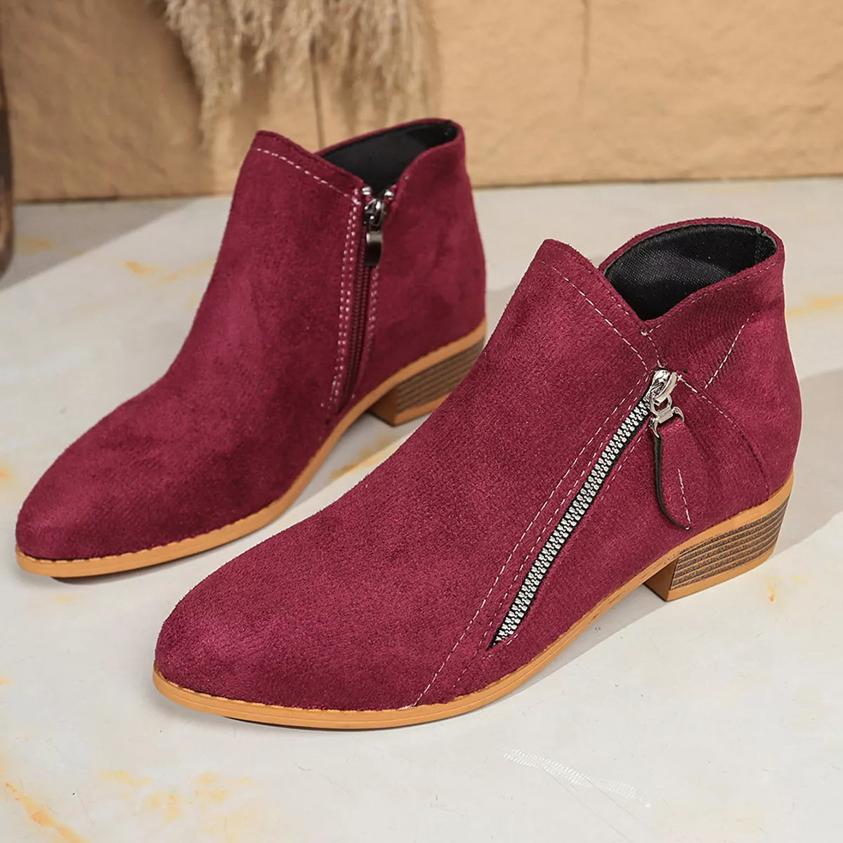 Point Toe Block Heels Boots - Lilixa.store