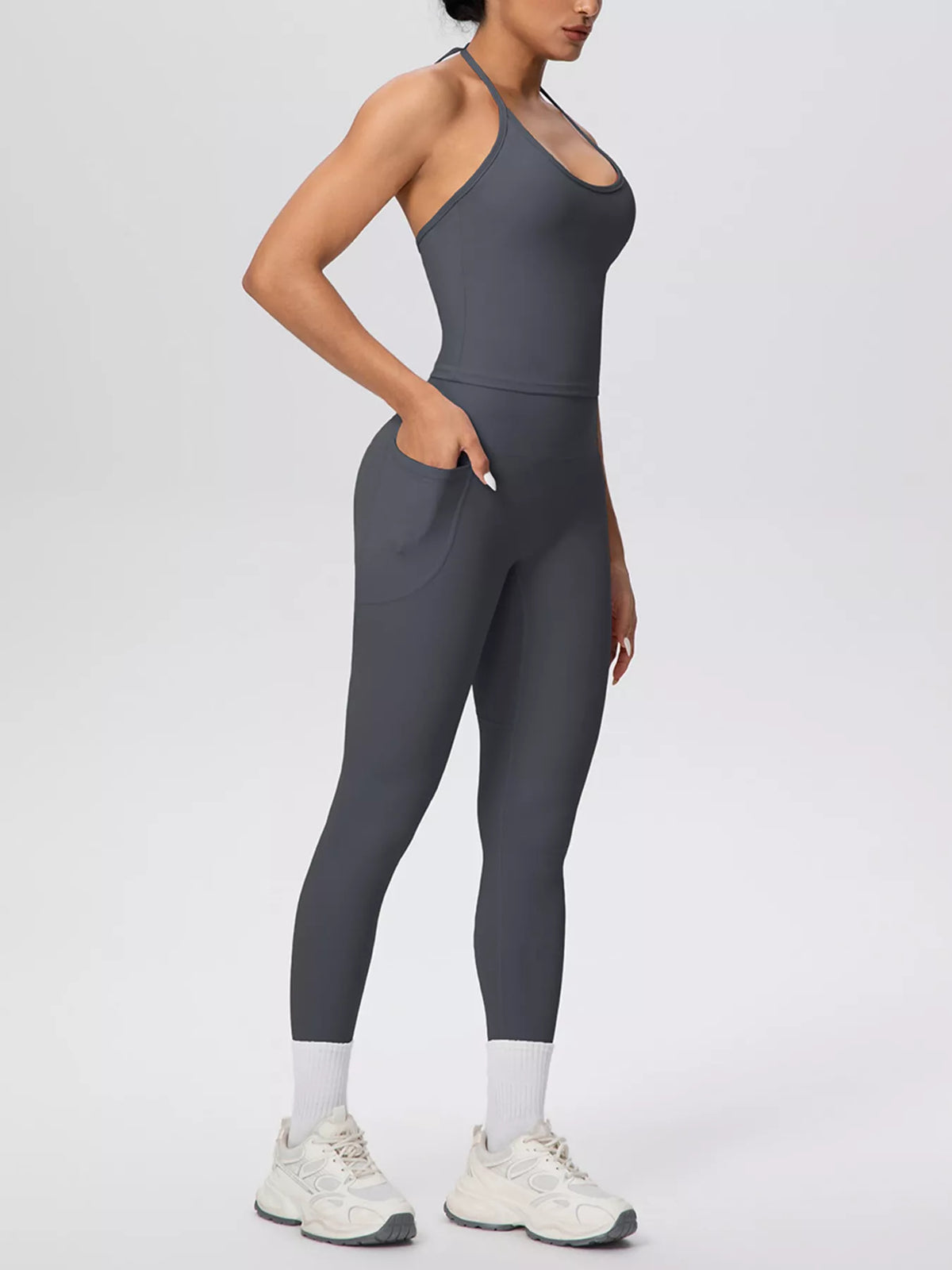 Halter Neck Cami and High-Waisted Leggings Active Set - Lilixa.store
