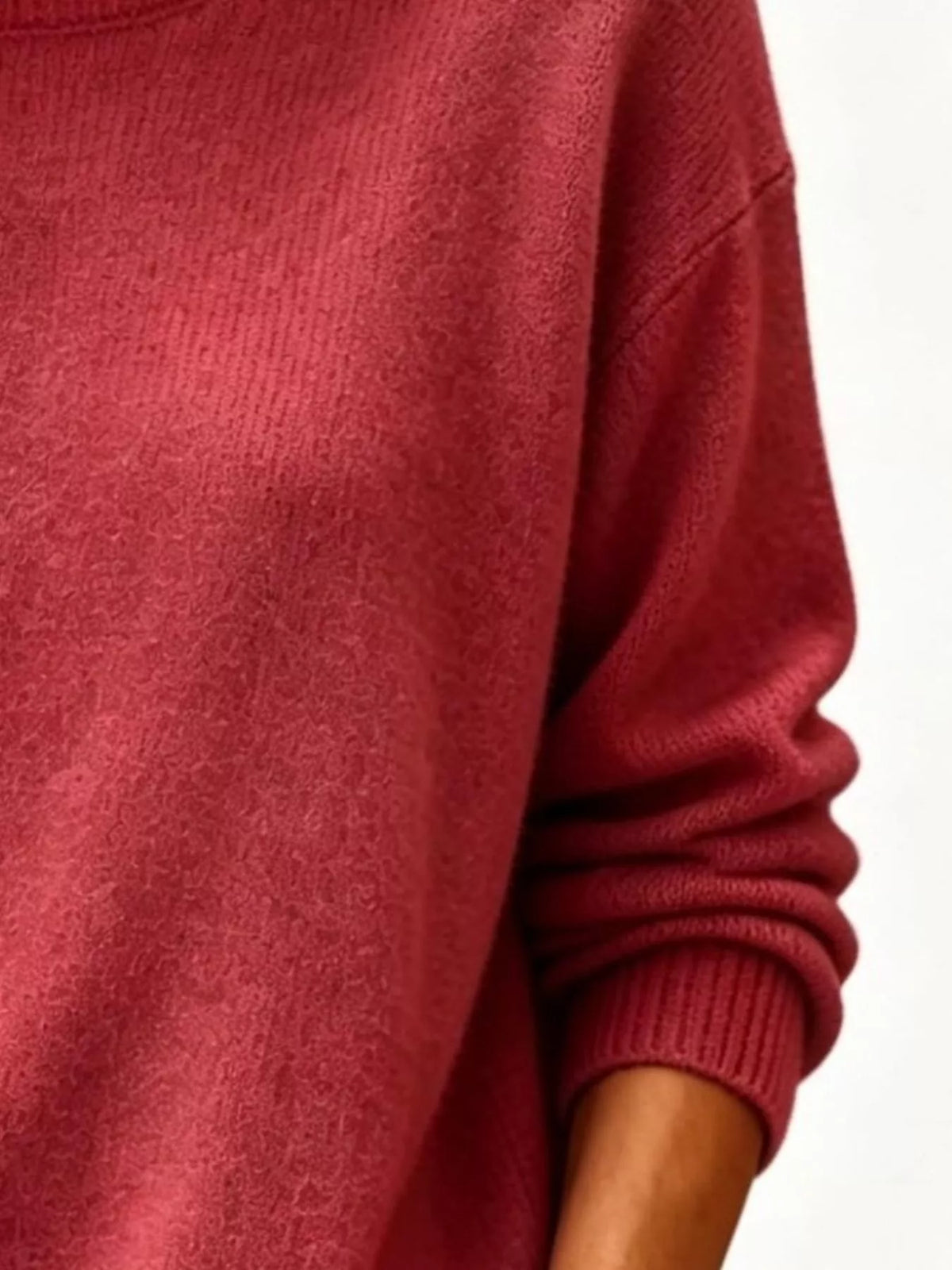 Full Size Round Neck Dropped Shoulder Sweater Plus Size - Lilixa.store
