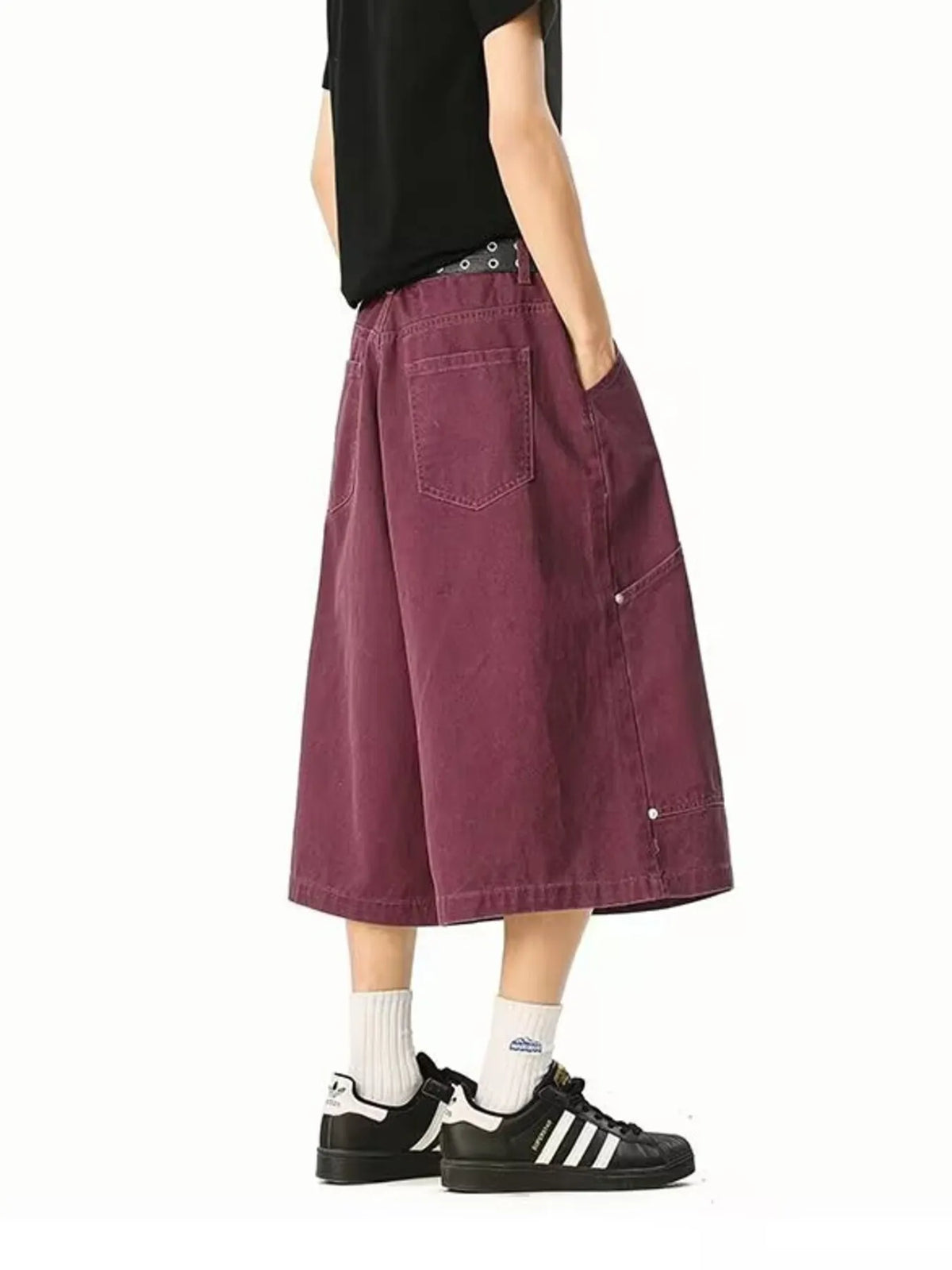 Men's Full Size Wide Leg Cropped Shorts Plus Size, view 8