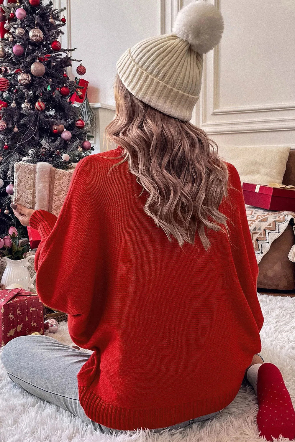 Double Take Full Size Merry Christmas Turtleneck Long Sleeve Sweater, view 11