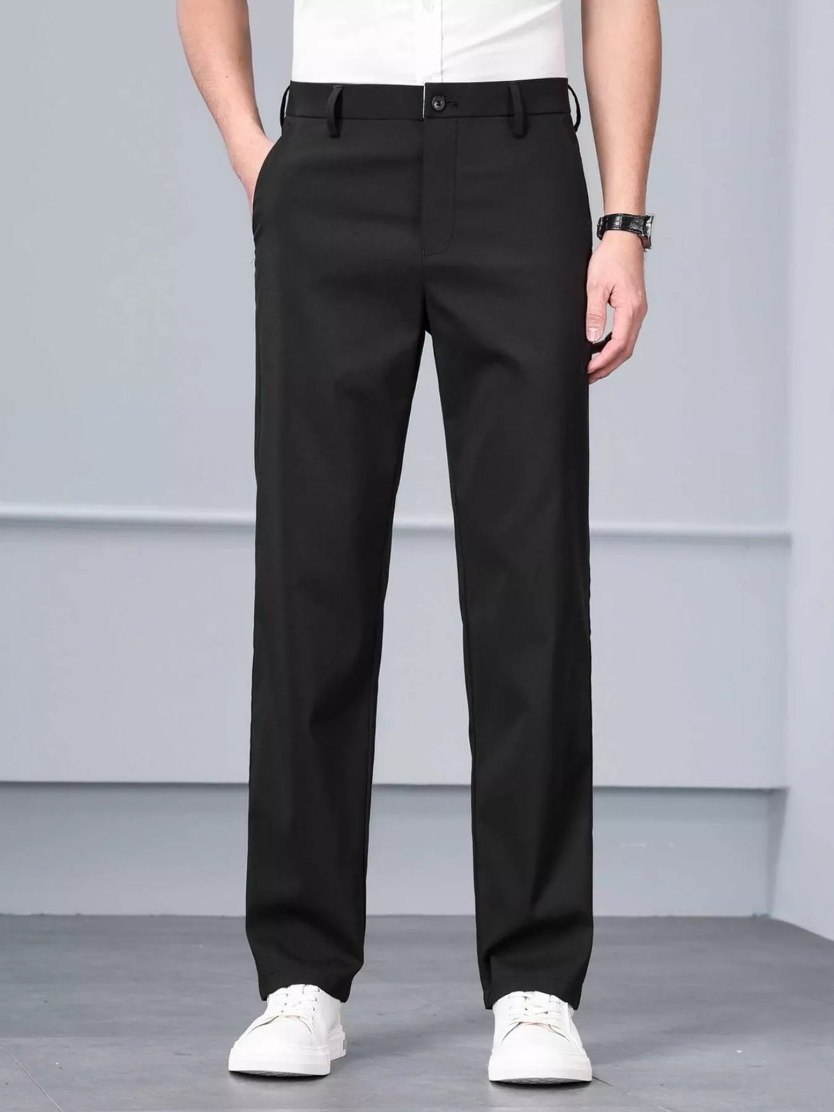 Men's Casual Straight Leg Pants in Black
