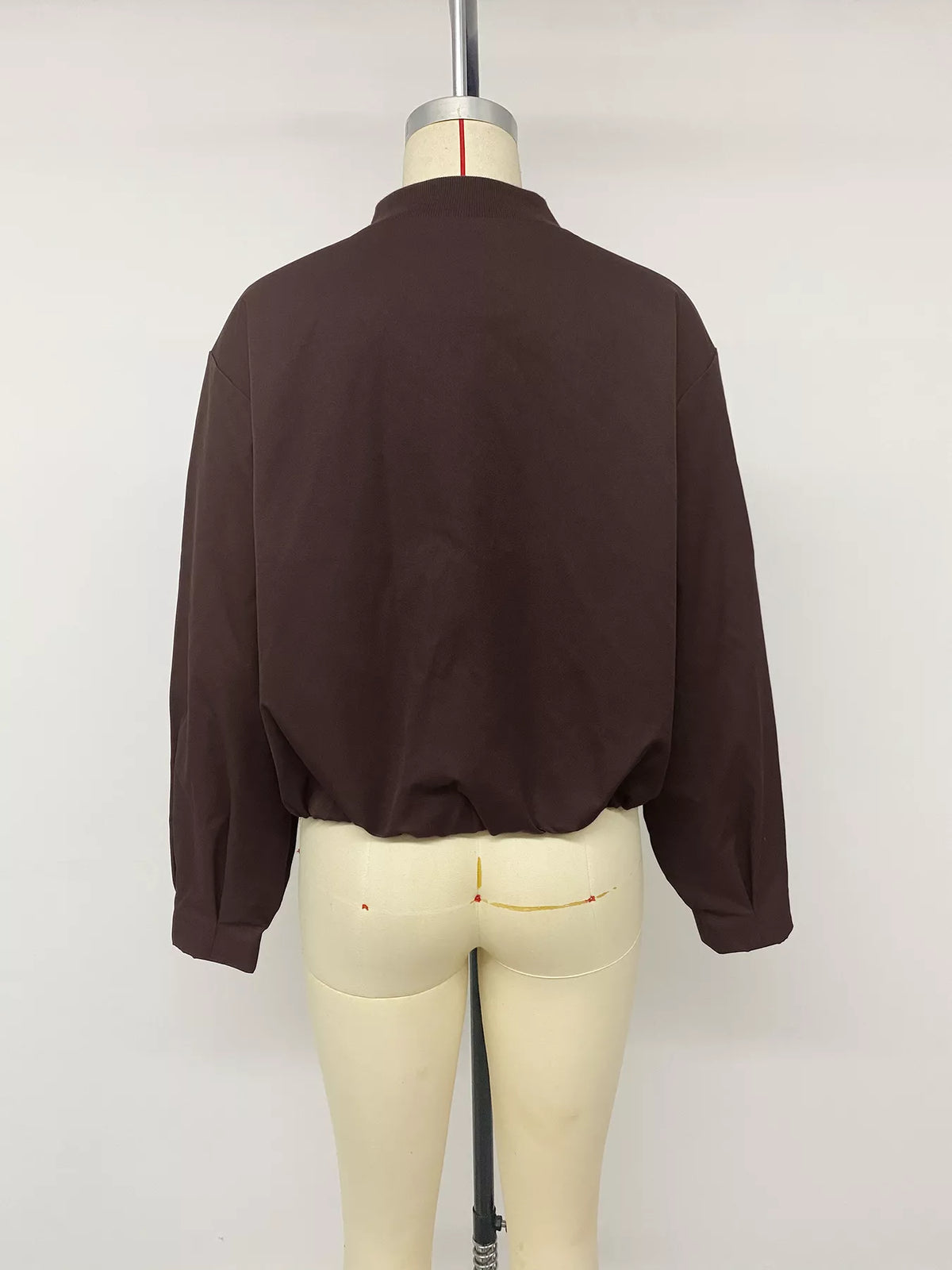 Zip Up Dropped Shoulder Jacket in Coffee Brown, view 14