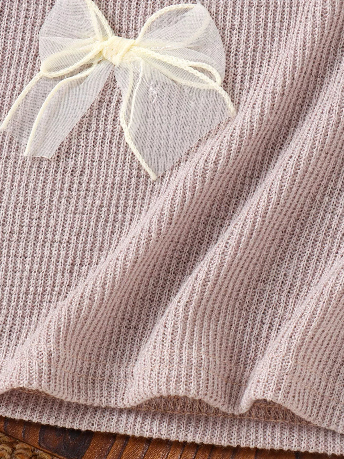 Children's Ribbed Knit Spaghetti Strap Dress with Bow - Lilixa.store