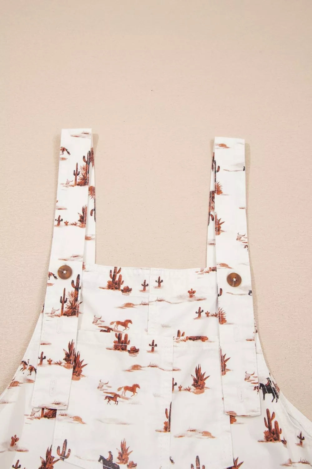 Western Printed Button Adjustable Straps Loose Jumpsuit - Lilixa.store