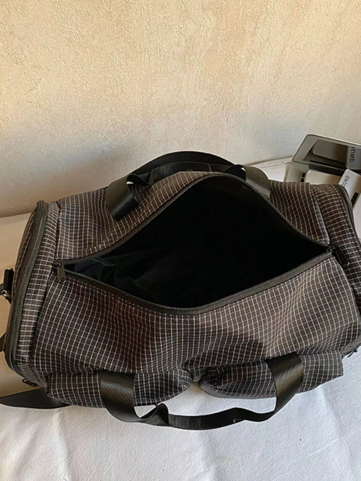 Plaid Duffel Bag with Multiple Pockets - Lilixa.store