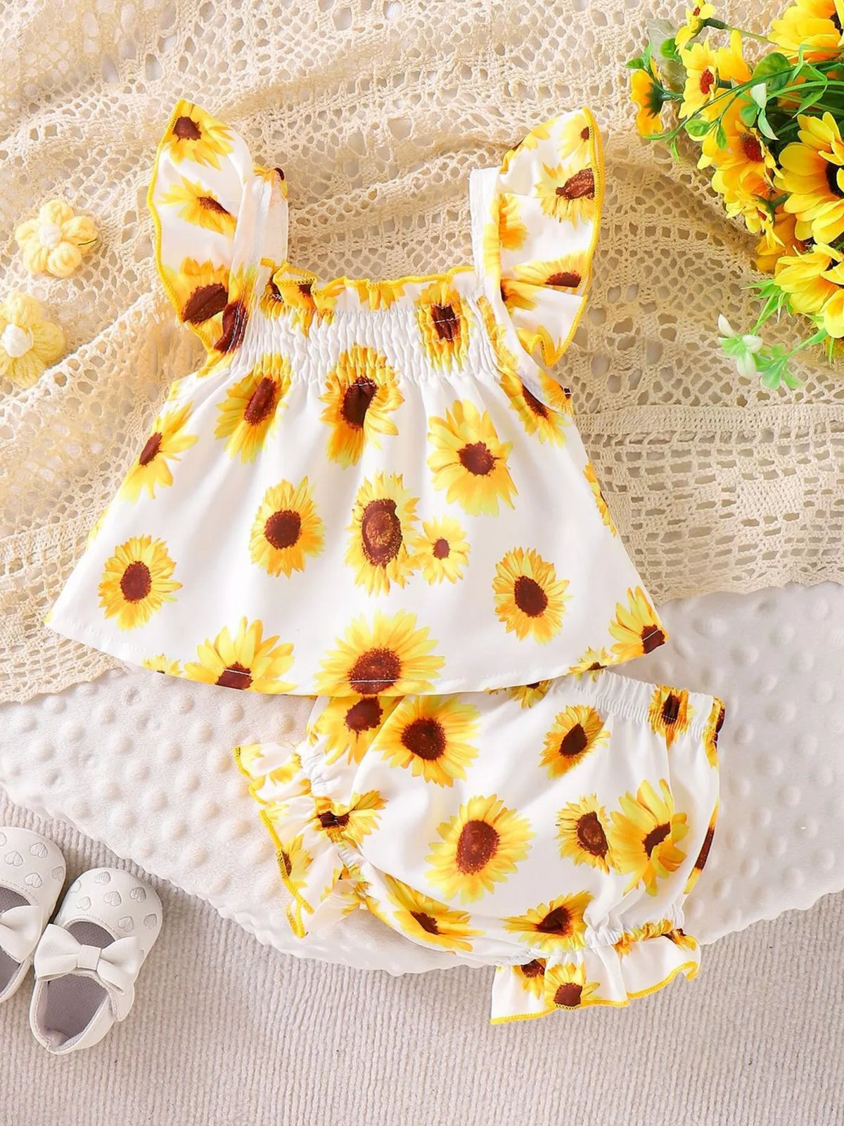 Children's Ruffled Printed Tank and Shorts Set - Lilixa.store