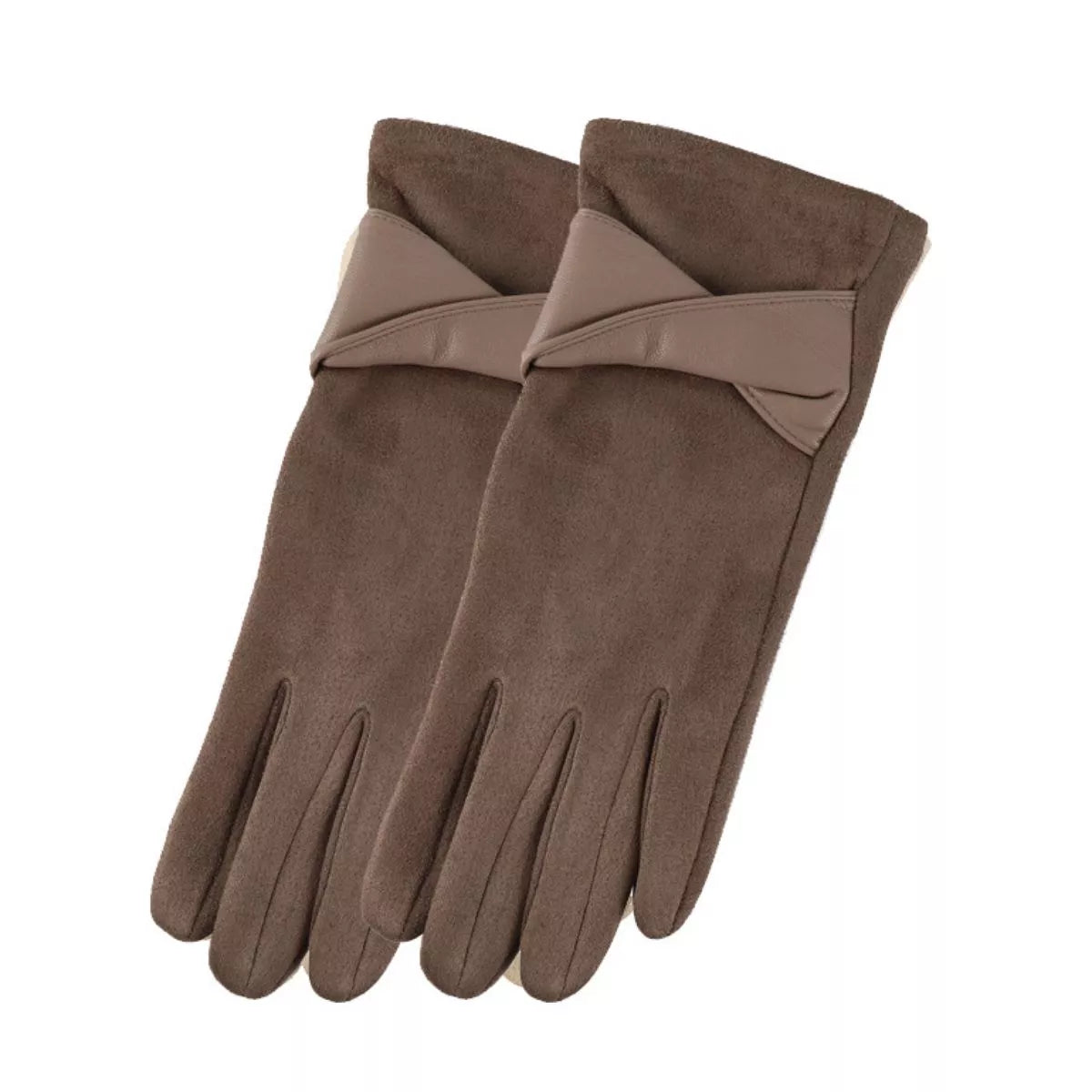 Warm Leather Trimmed Suede Gloves - Lilixa.store