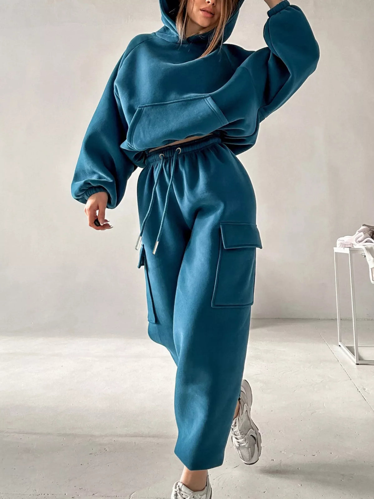 Kangaroo Pocket Hoodie and Joggers Set - Lilixa.store