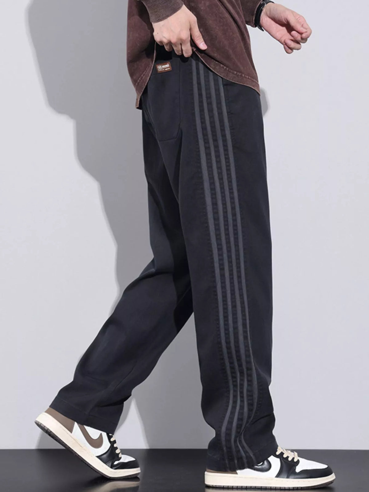 Men's Plus Size Casual Loose Fit Stripes Pants, view 5