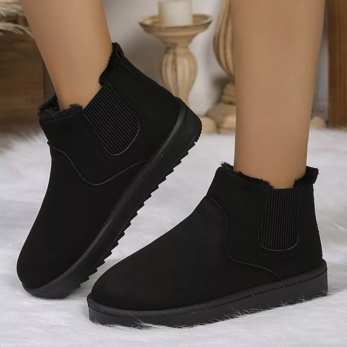 Plush Lined Slip-On Chelsea Winter Boots