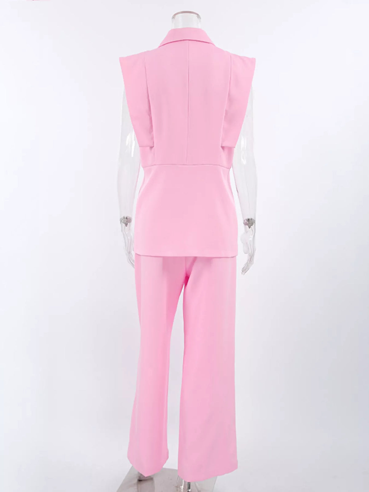 Sleeveless Blazer and Wide-Leg Pants Two-Piece Set in Pink, view 7